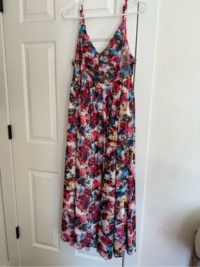torrid White Floral Maxi Dress with Pink and Yellow Accents